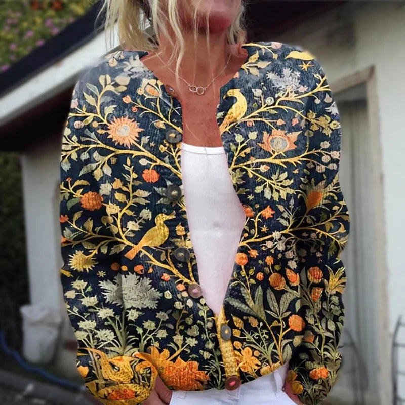 Women's Floral Button-Front V-Neck Knit Cardigan 4