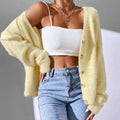 Women’s Fuzzy Knit Button-Up Cardigan with Relaxed Fit 0