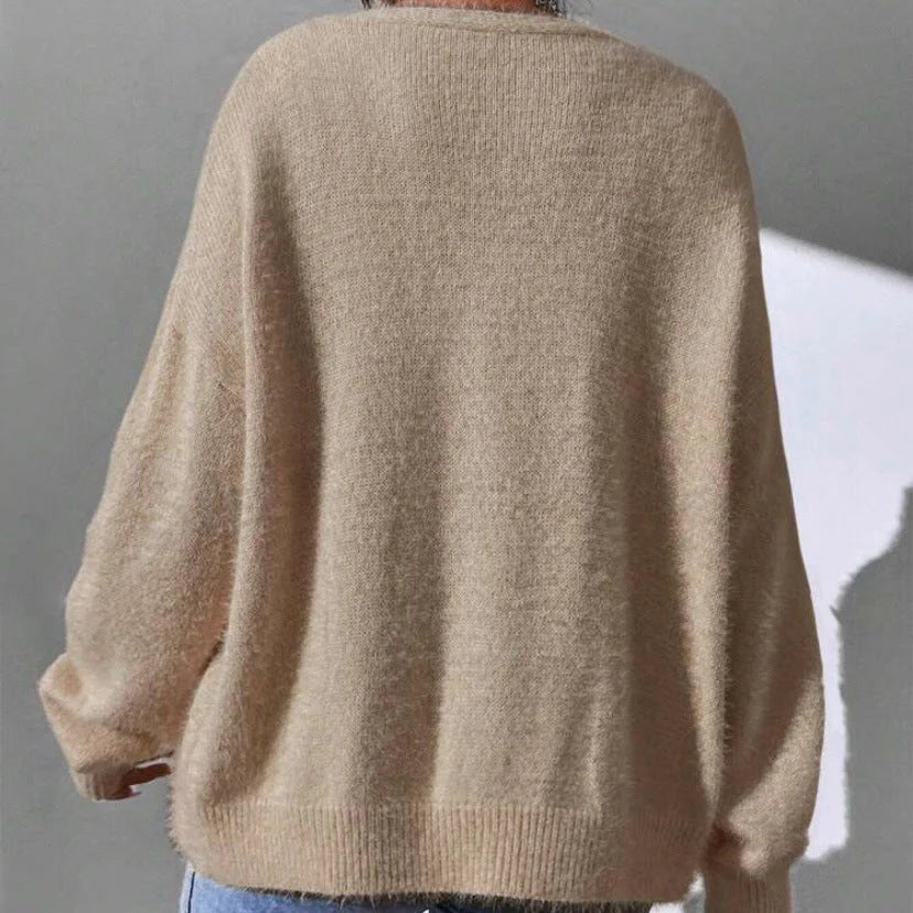 Women’s Fuzzy Knit Button-Up Cardigan with Relaxed Fit 5