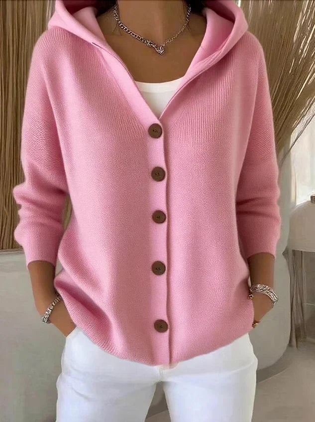 Women's Hooded Button-Front Lightweight Knit Cardigan 0