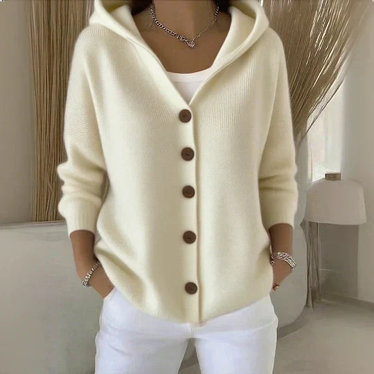 Women's Hooded Button-Front Lightweight Knit Cardigan 1