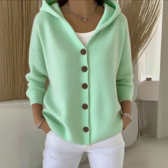 Women's Hooded Button-Front Lightweight Knit Cardigan 2