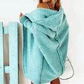 Women's Hooded Knit Cardigan with Relaxed Fit and Extended Length 0