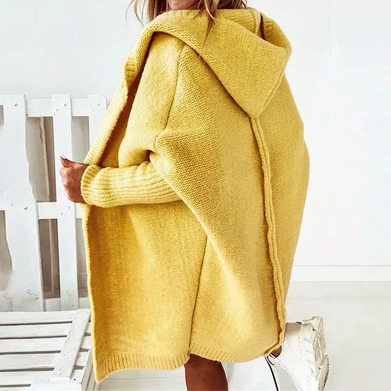 Women's Hooded Knit Cardigan with Relaxed Fit and Extended Length 3