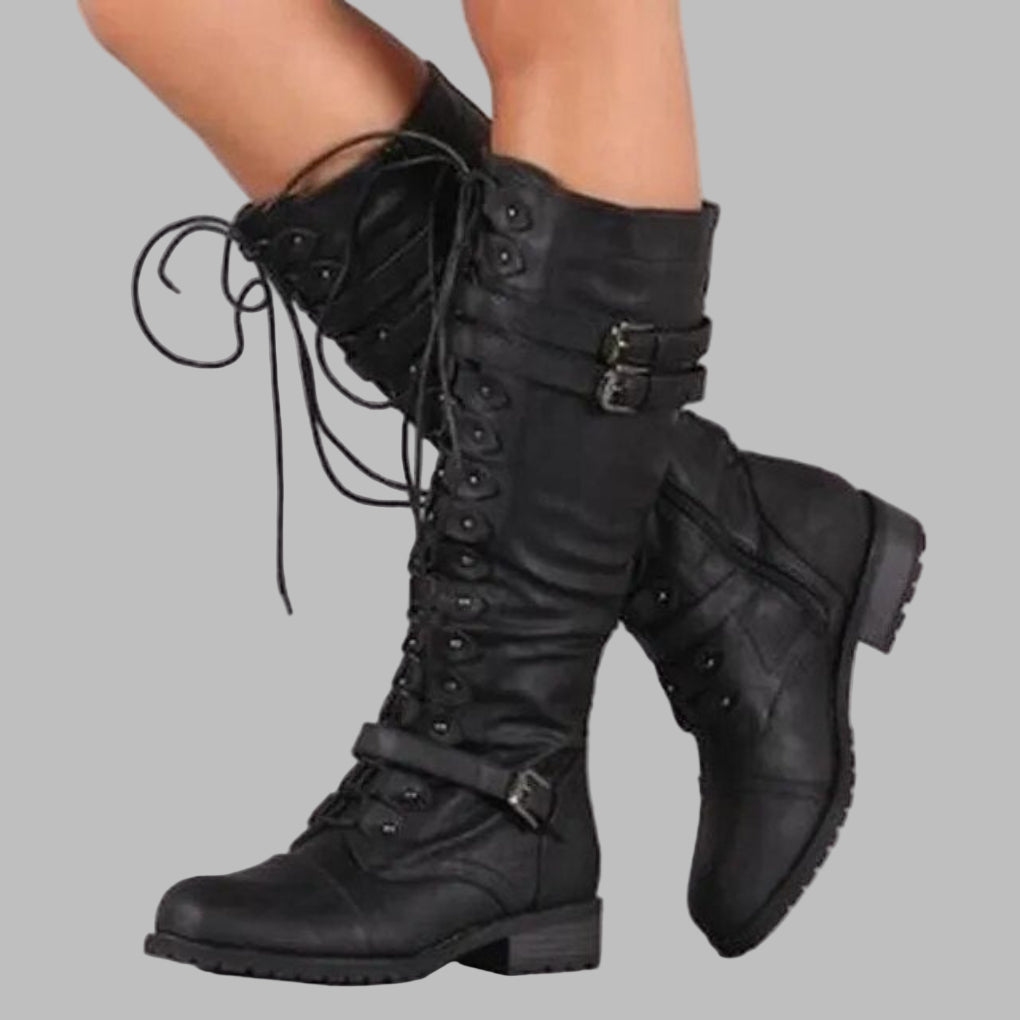 Women's Insulated Lace-Up Combat Boots for Cold Weather 0
