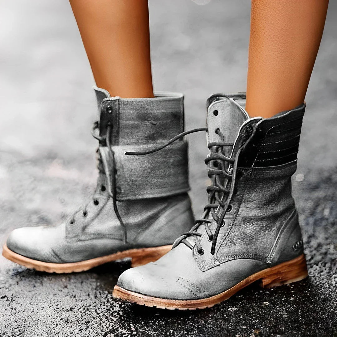 Women’s Lace-Up Combat Boots with Cushioned Support 0