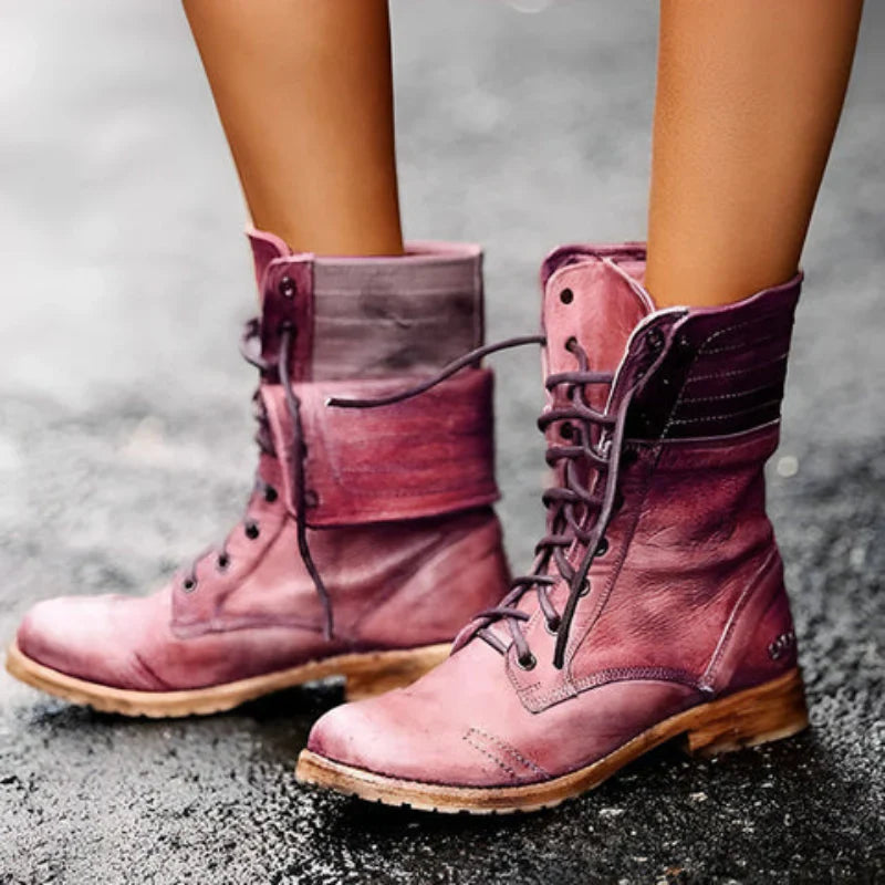 Women’s Lace-Up Combat Boots with Cushioned Support 1