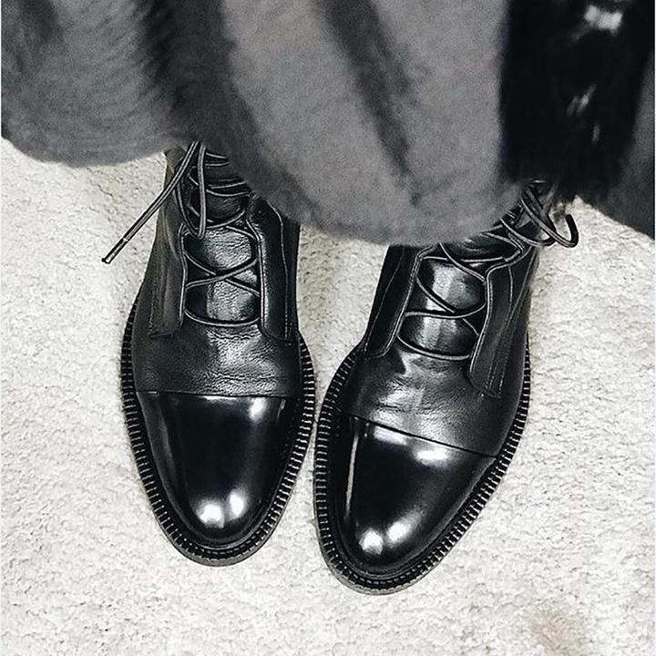 Women’s Lace-Up Leather Ankle Boots with Sturdy Sole 2