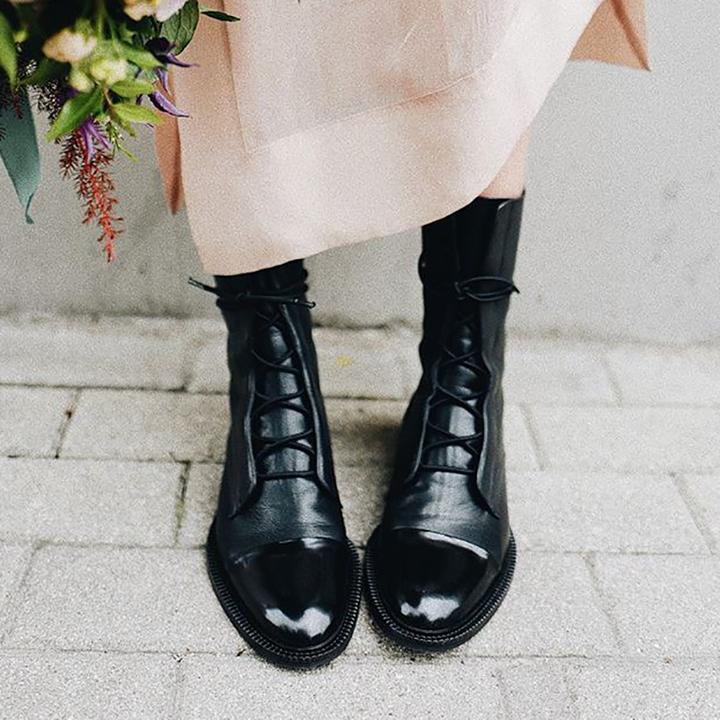 Women’s Lace-Up Leather Ankle Boots with Sturdy Sole 4