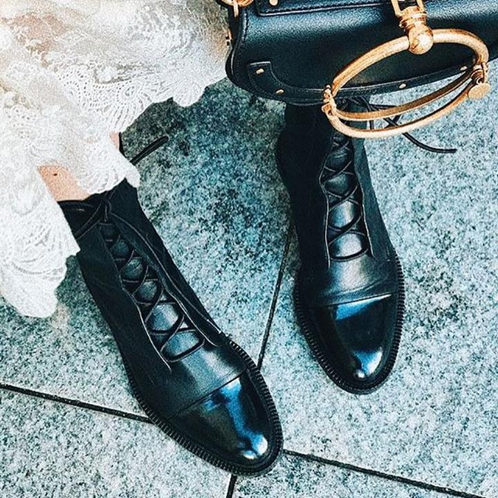 Women’s Lace-Up Leather Ankle Boots with Sturdy Sole 7