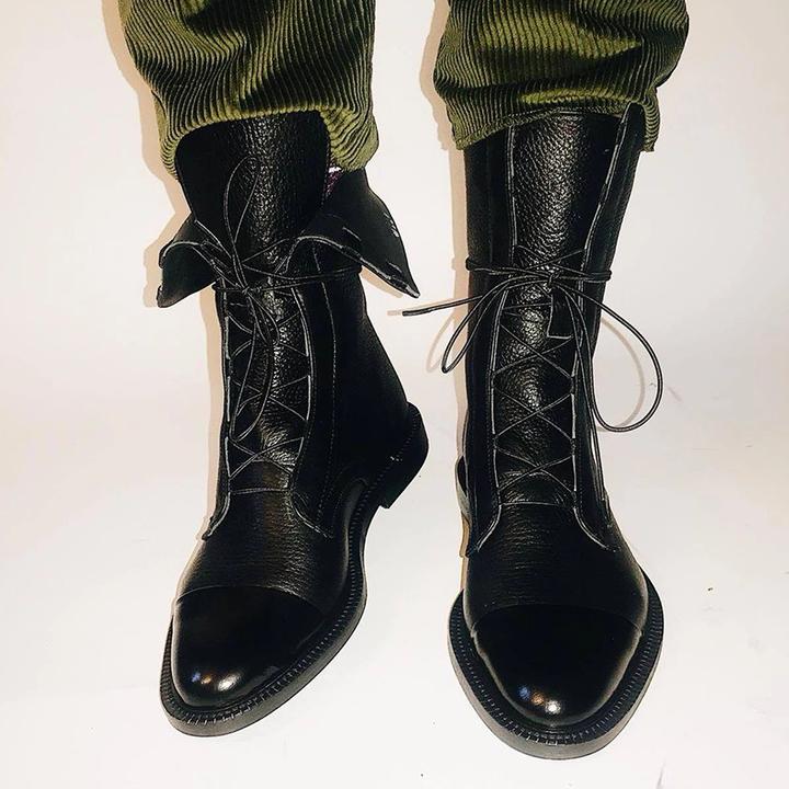 Women’s Lace-Up Leather Ankle Boots with Sturdy Sole 8