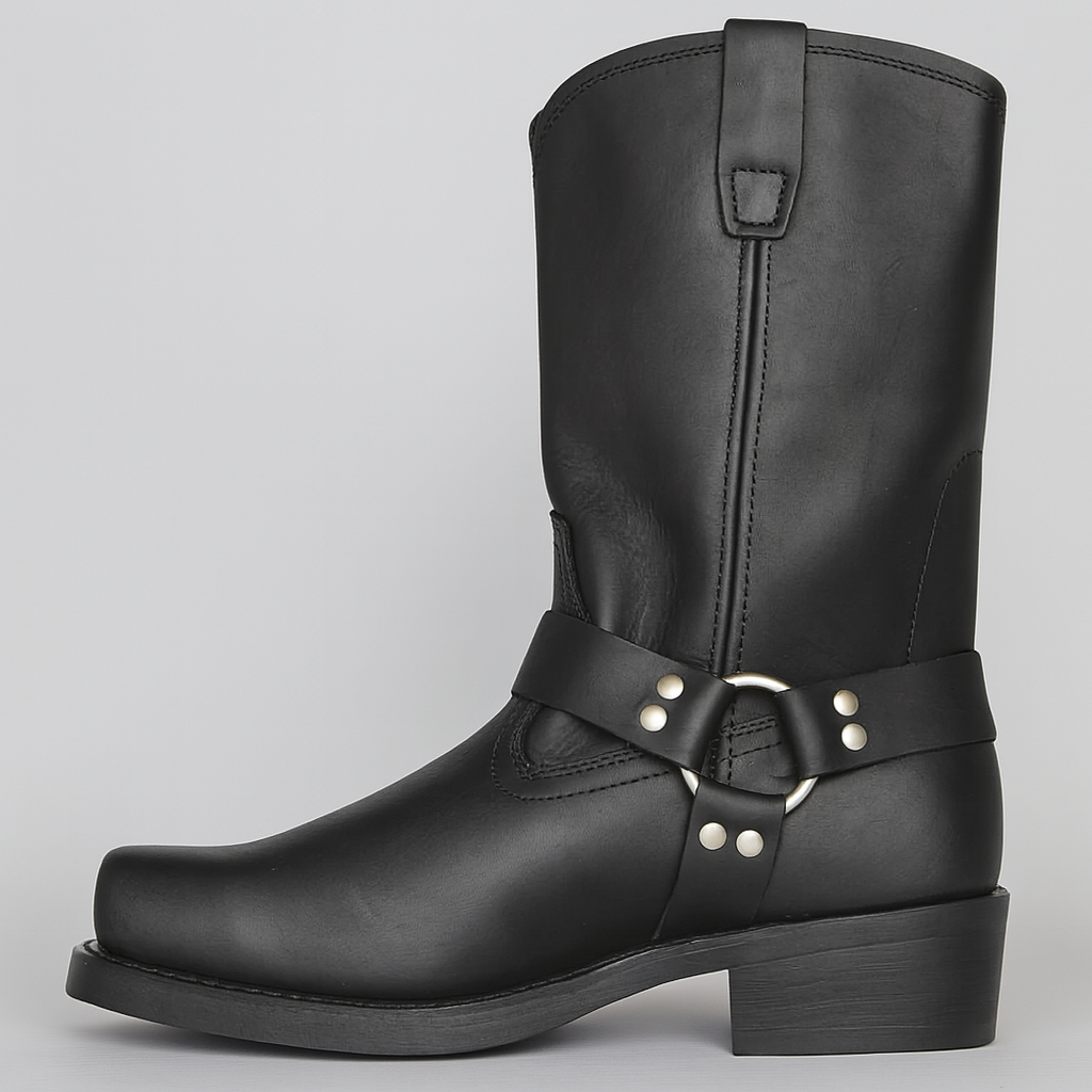 Women’s Leather Winter Cowboy Boots with Buckle Detail 0