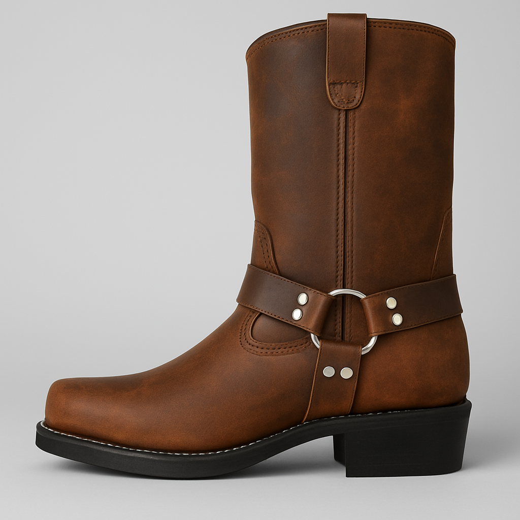 Women’s Leather Winter Cowboy Boots with Buckle Detail 1