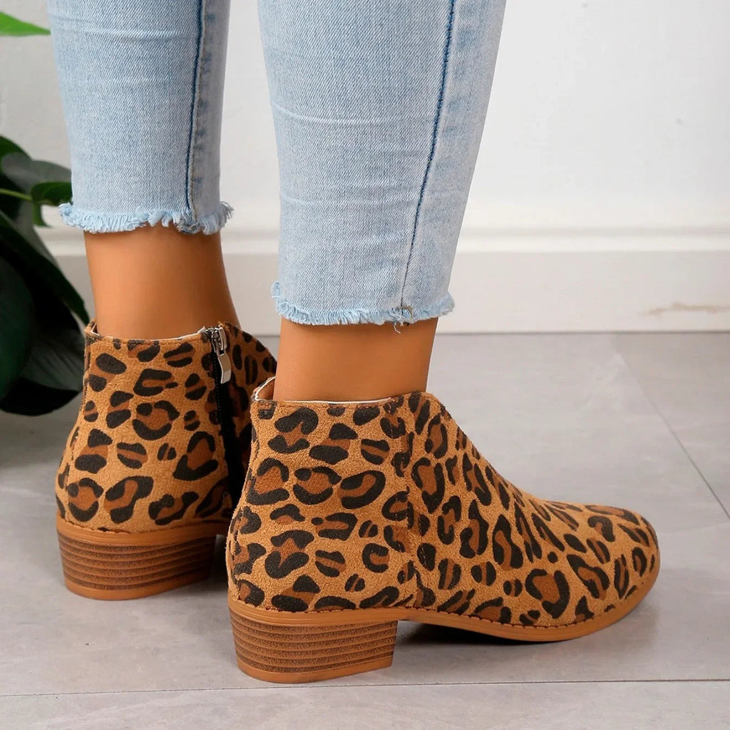 Women’s Leopard Print Ankle Boots with Side Zipper 3