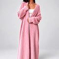 Women's Longline Fuzzy Knit Open-Front Cardigan 0