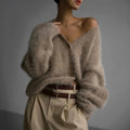 Women’s Loose-Fit Button-Down Fuzzy Cardigan 0