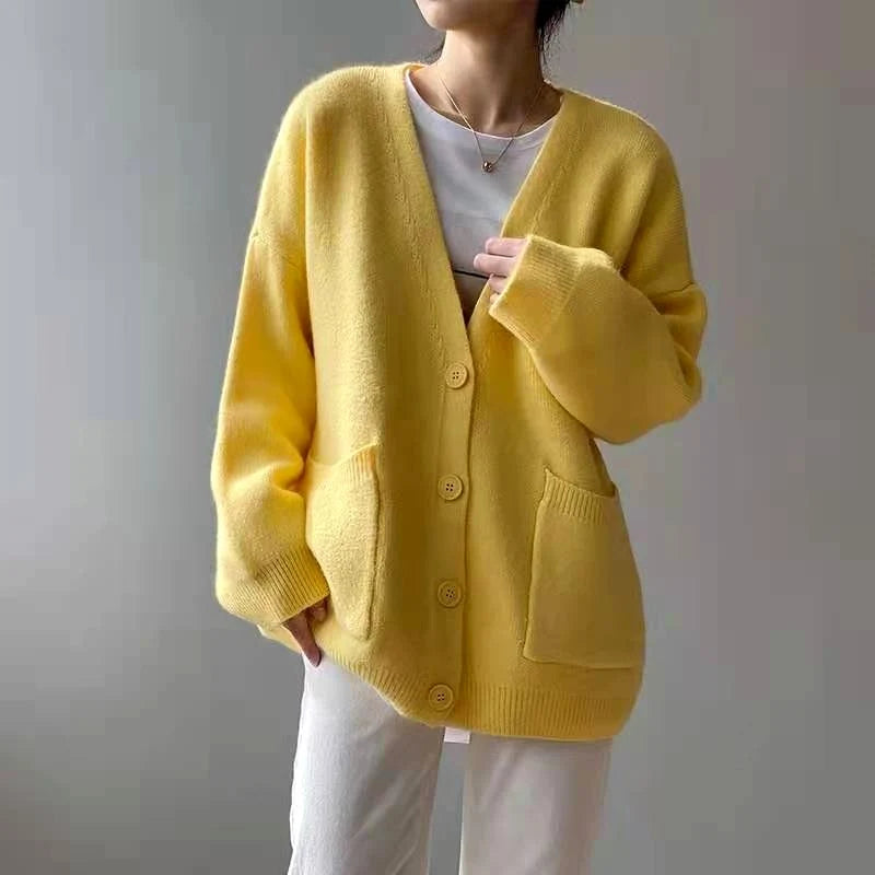 Women's Oversized Chunky Knit Cardigan with Patch Pockets 0