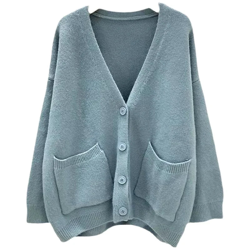 Women's Oversized Chunky Knit Cardigan with Patch Pockets 5
