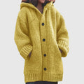 Women's Oversized Chunky Knit Hooded Cardigan with Button Closure 0