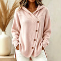 Women's Oversized Hooded Asymmetric Knit Cardigan Sweater 0