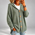 Women's Oversized Hooded Button-Front Knit Cardigan 0
