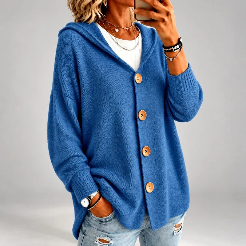 Women's Oversized Hooded Button-Front Knit Cardigan 4