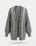 Women's Oversized Ribbed Cable-Knit Cardigan Sweater with Button Front 0