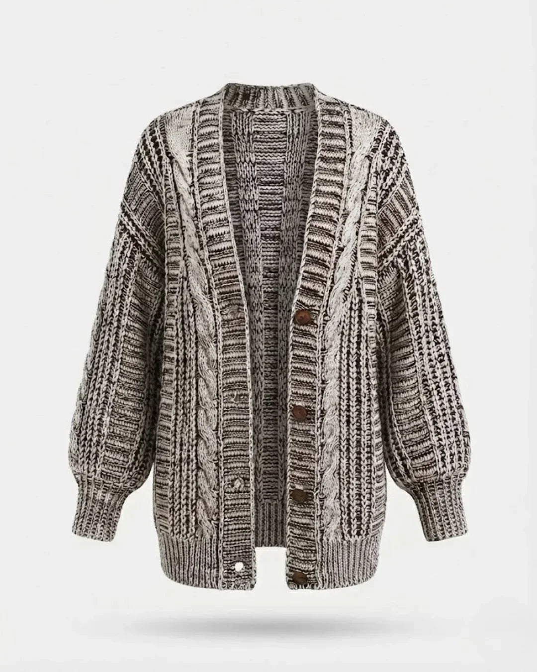 Women's Oversized Ribbed Cable-Knit Cardigan Sweater with Button Front 1