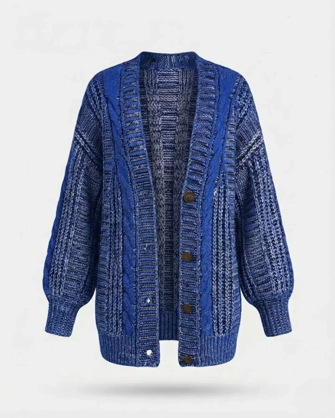 Women's Oversized Ribbed Cable-Knit Cardigan Sweater with Button Front 2