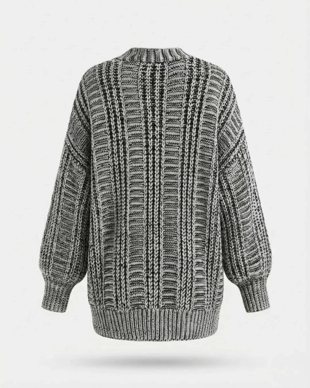 Women's Oversized Ribbed Cable-Knit Cardigan Sweater with Button Front 3