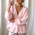 Women's Oversized V-Neck Fuzzy Knit Cardigan for Cozy Layering 0