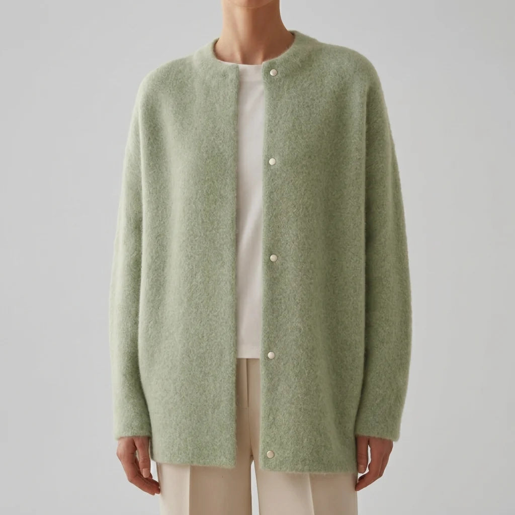 Women's Oversized Wool Cardigan with Button Closure and Pockets 3
