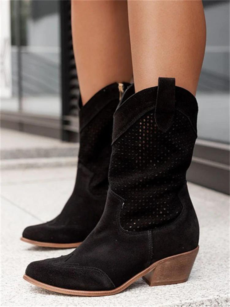 Women's Perforated Winter Western Boots with Breathable Design 3