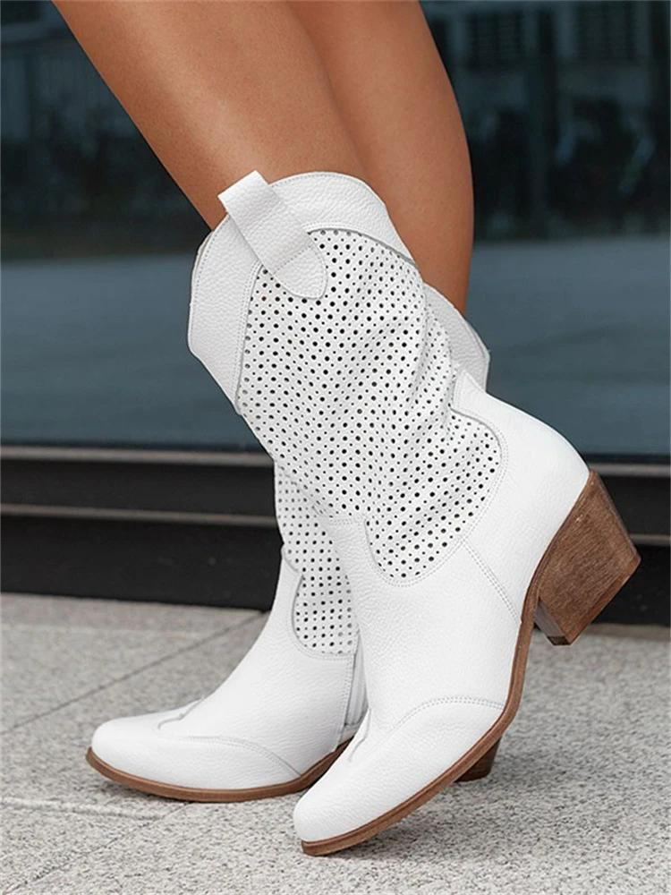 Women's Perforated Winter Western Boots with Breathable Design 4