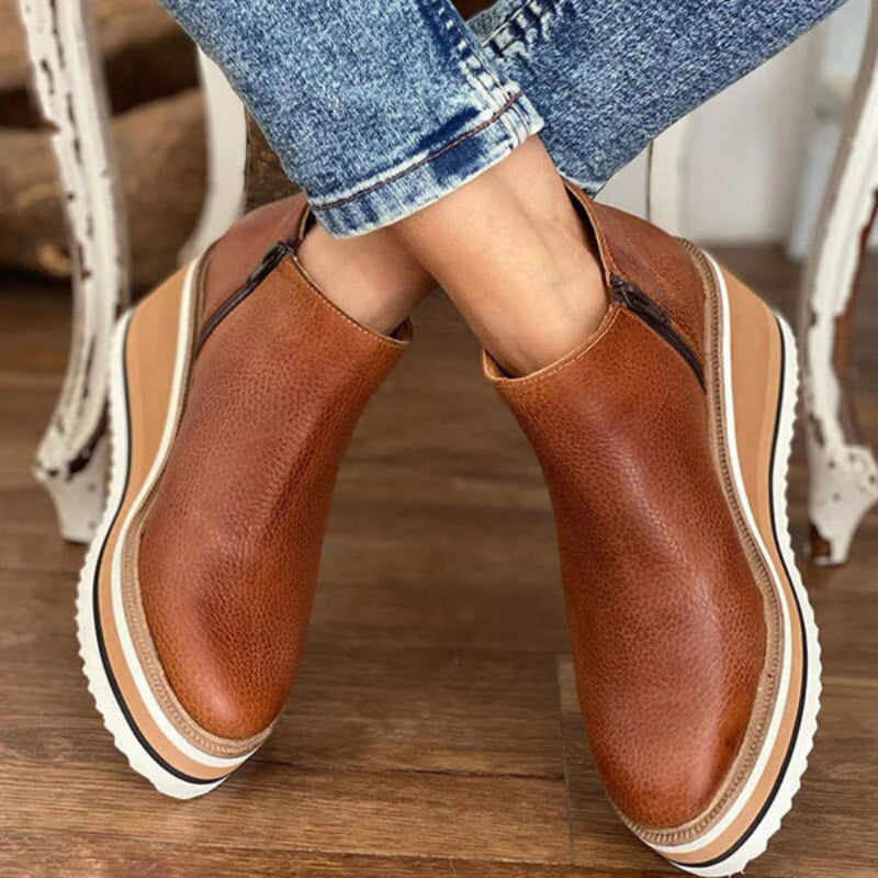 Women's Platform Chelsea Boots with Warm Lining for Winter Wear 8