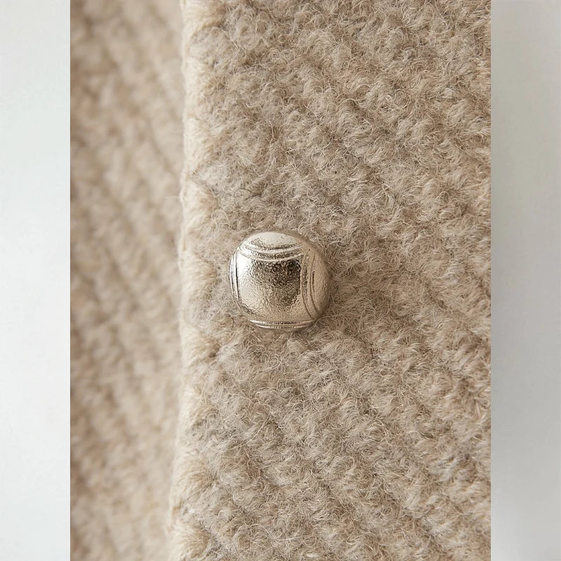 Women's Quilted-Texture Cardigan Sweater with Collarless Neckline 3