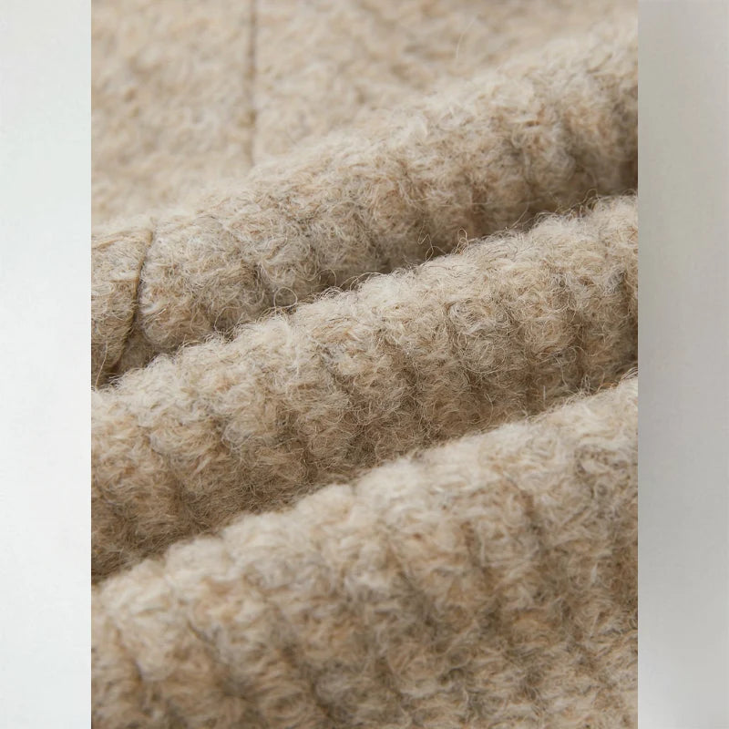 Women's Quilted-Texture Cardigan Sweater with Collarless Neckline 5