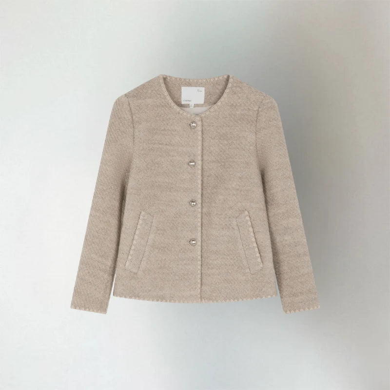 Women's Quilted-Texture Cardigan Sweater with Collarless Neckline 6