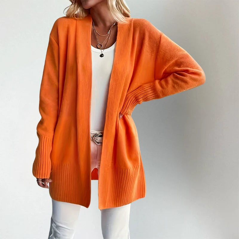 Women's Relaxed-Fit Open-Front Cardigan with Ribbed Cuffs 0