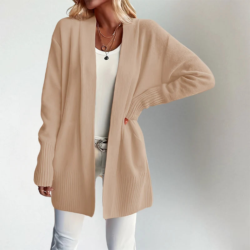 Women's Relaxed-Fit Open-Front Cardigan with Ribbed Cuffs 1