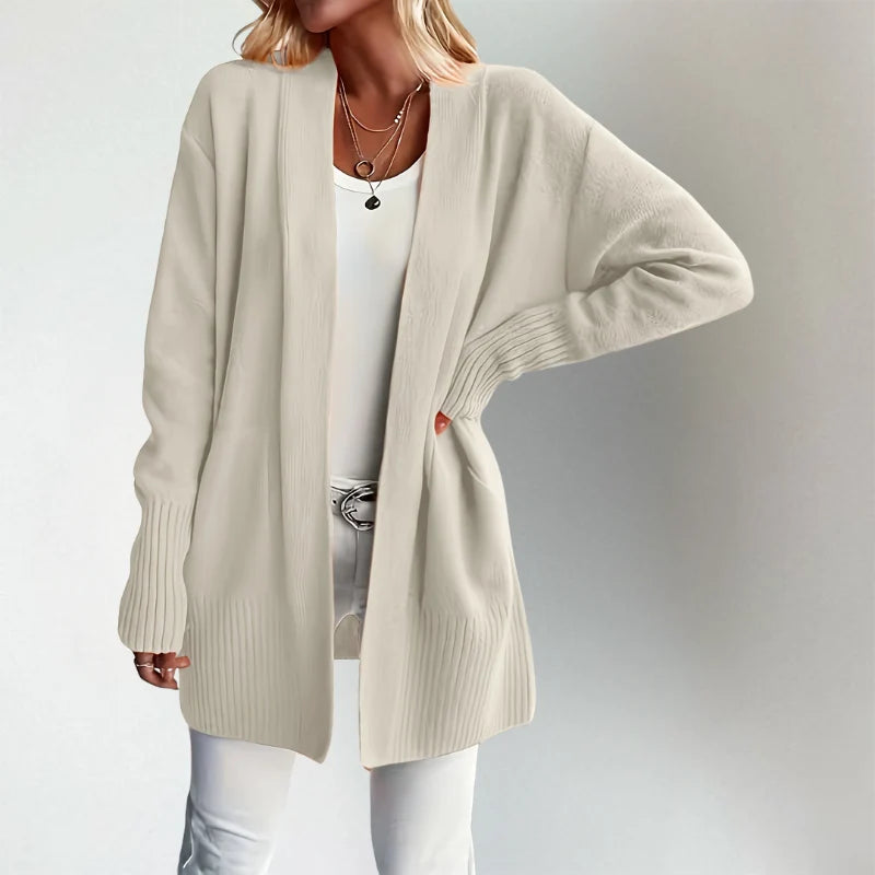 Women's Relaxed-Fit Open-Front Cardigan with Ribbed Cuffs 2