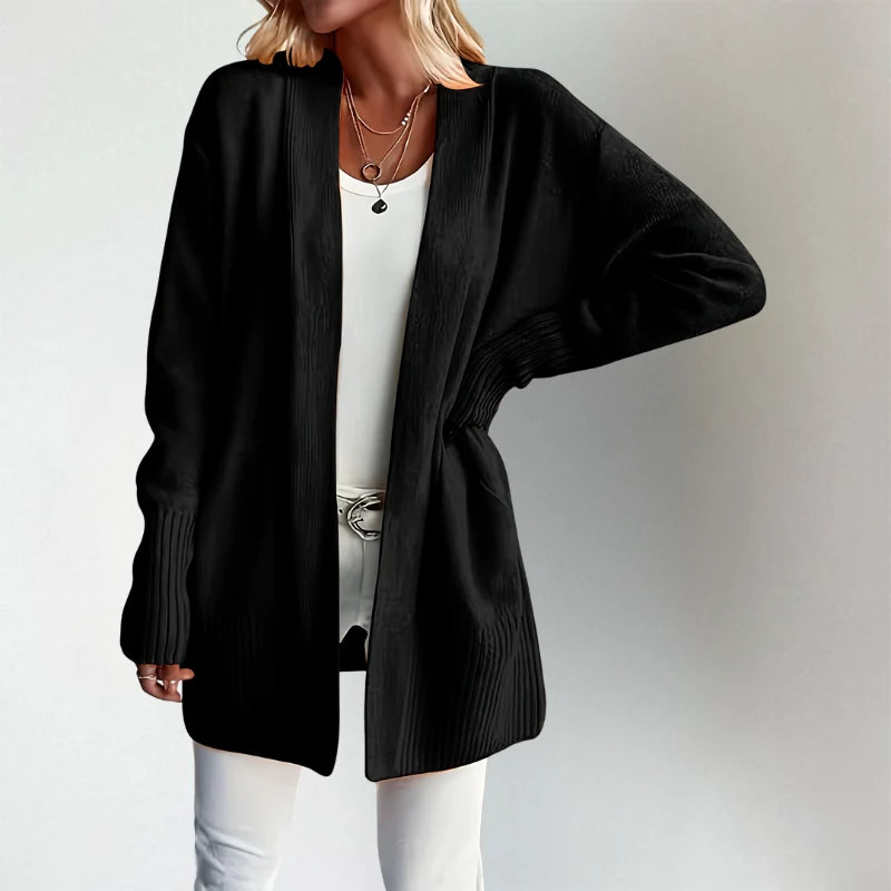 Women's Relaxed-Fit Open-Front Cardigan with Ribbed Cuffs 3