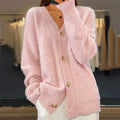 Women's Relaxed Fit Cable Knit Cardigan with Button Closure 0