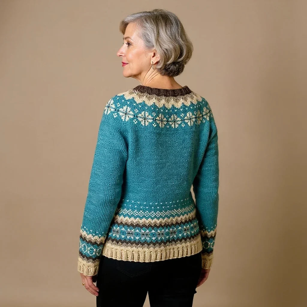 Women's Relaxed Fit Fair Isle Knit Cardigan with Button Front 2