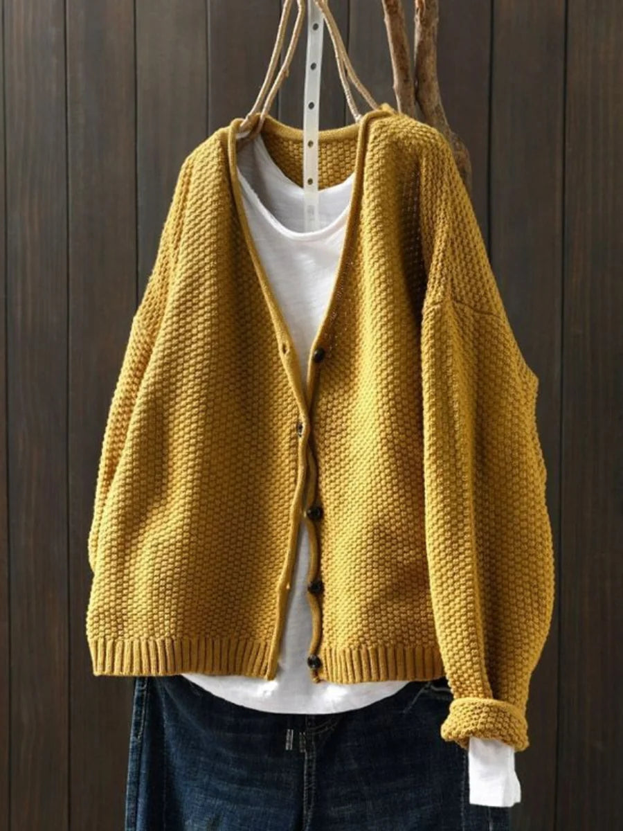 Women's Relaxed Fit Textured Knit Cardigan with Button Front 5