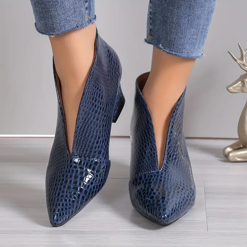 Women's Reptile-Textured Ankle Boots with Comfortable Fit 1