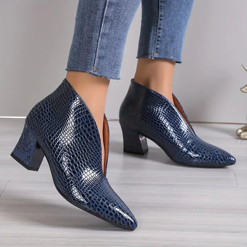 Women's Reptile-Textured Ankle Boots with Comfortable Fit 2