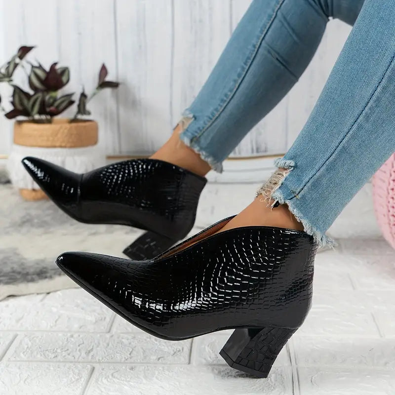 Women's Reptile-Textured Ankle Boots with Comfortable Fit 7