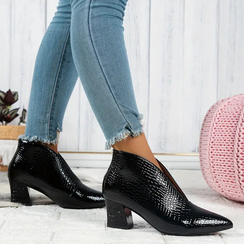 Women's Reptile-Textured Ankle Boots with Comfortable Fit 8