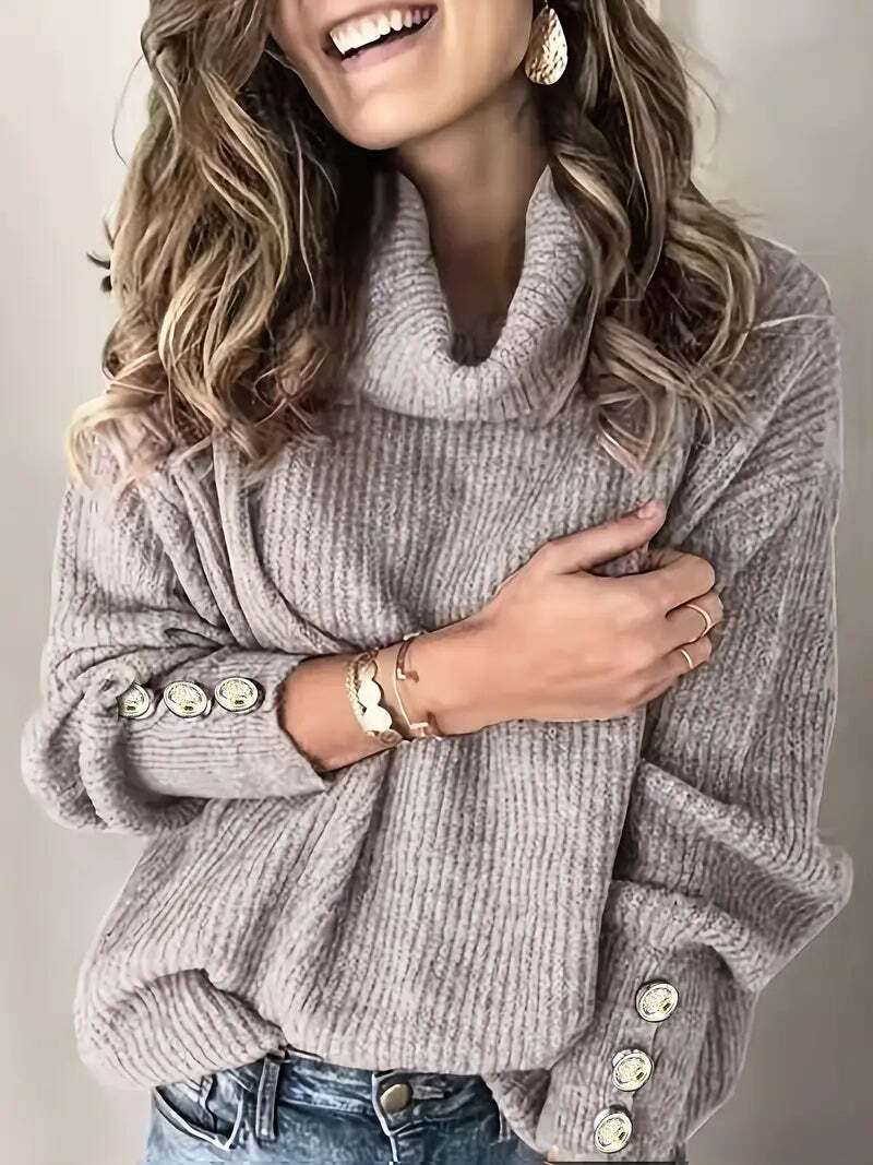 Women’s Ribbed Cowl Neck Sweater for Winter Warmth 2